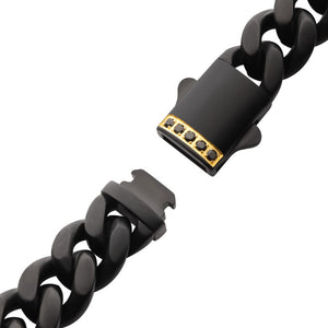 Black IP Steel Matte Finish Miami Cuban Chain Bracelet