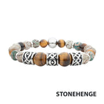 Tiger Eye & Dzi Stone with Cast Steel Bead Bracelet