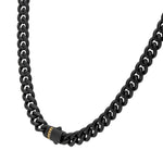 6mm Black IP Miami Cuban Chain Necklace with Genuine Black Sapphire Gem