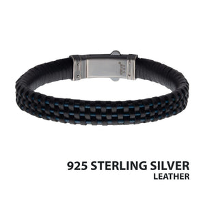 Black & Blue Braided Leather Bracelet