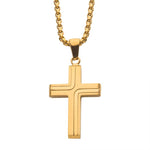 18Kt Gold IP Cross Drop Pendant with Round Box Chain