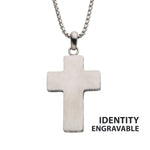 Steel Engravable Cross Pendant with Round Box Chain