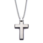 Black IP & Stainless Steel Cross Pendant with Chain